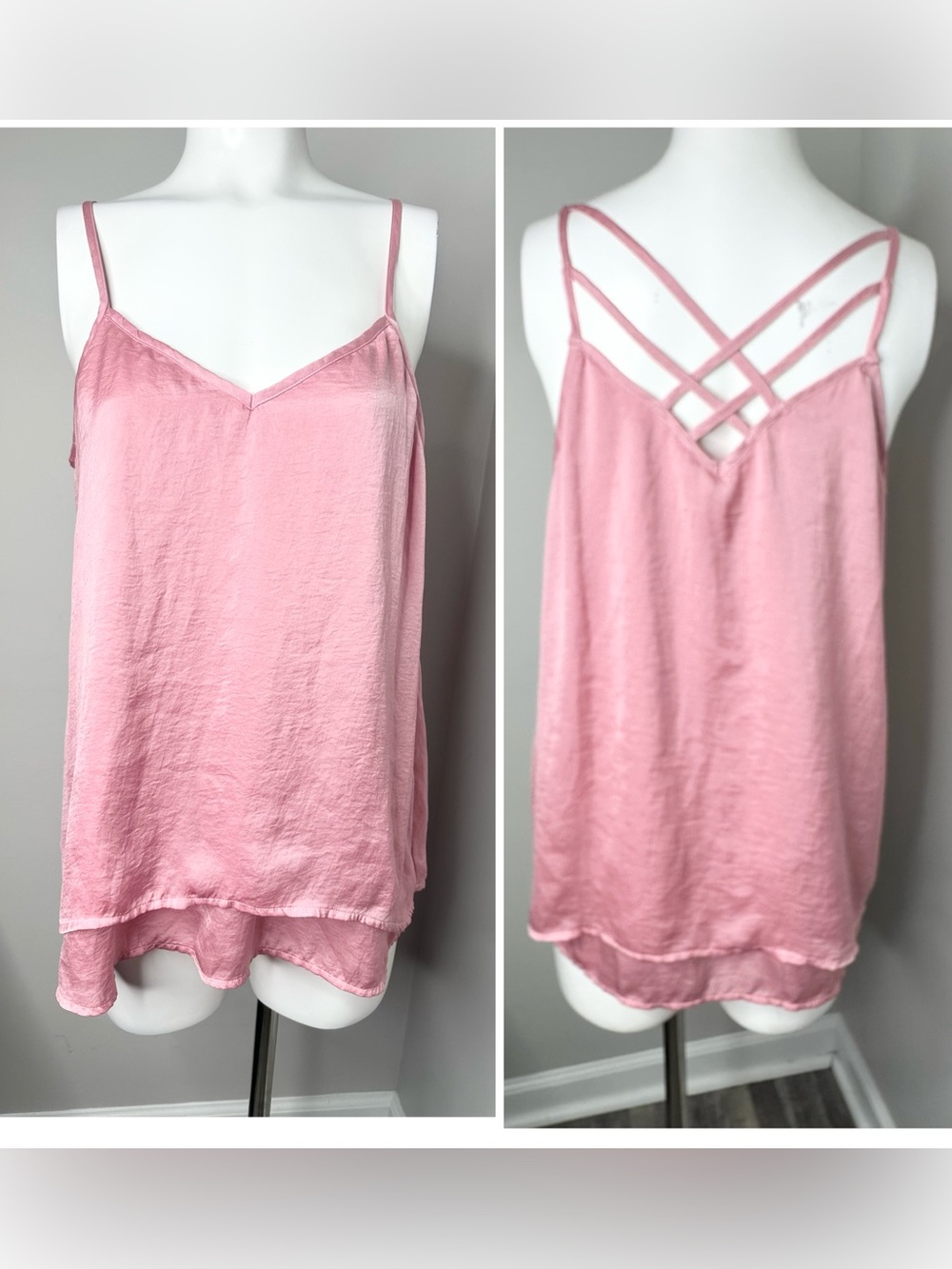 L love Women's Pink  V-Neck Camisole- large